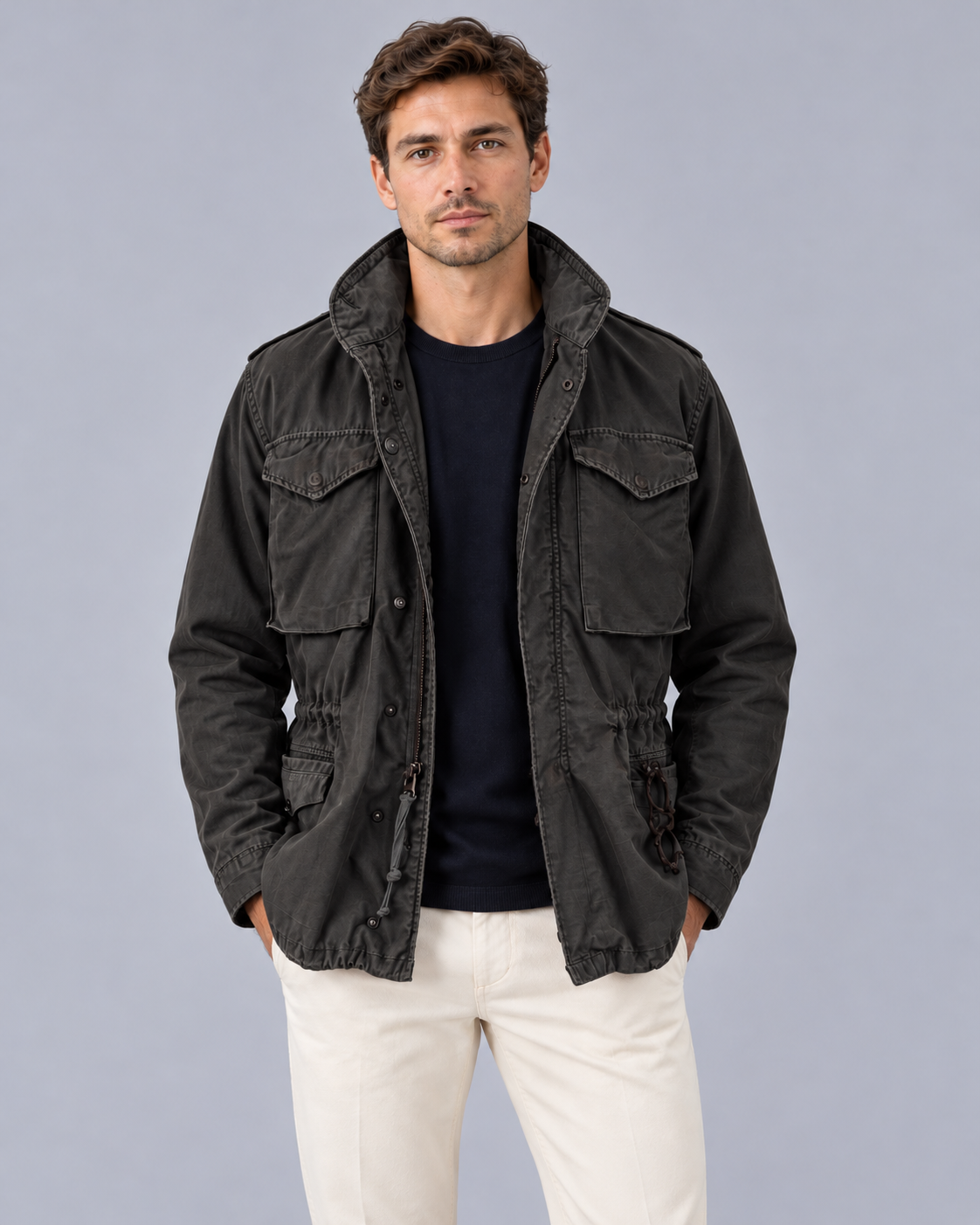 Men's Waterproof Polyester Rain Jacket | Durable Hooded Outdoor Storm Coat