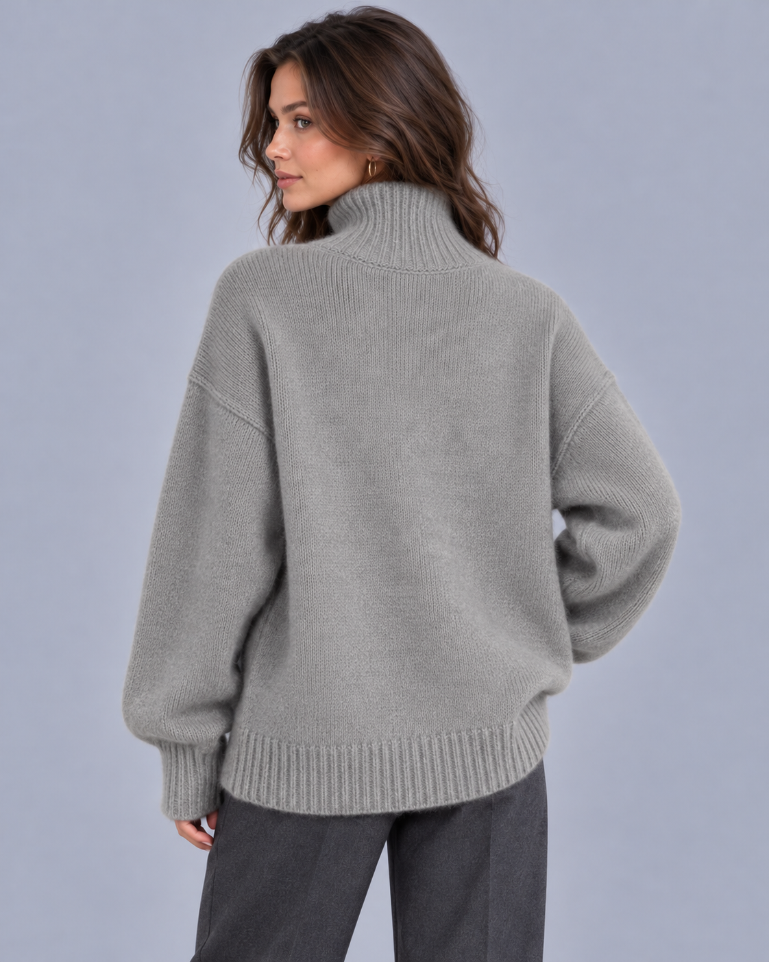 Women's Cashmere Turtleneck Jumper with Turtleneck Oversized Fit