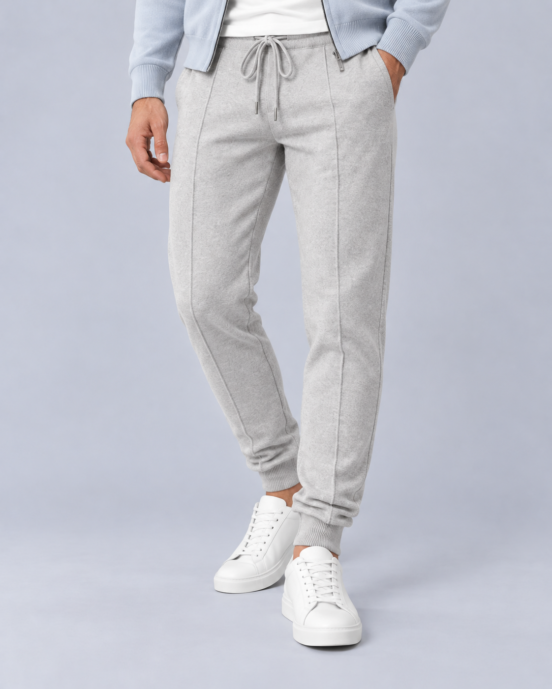 Men's 100% Merino Wool Knitted Tracksuit with Zip-Up Jacket and Drawstring Joggers