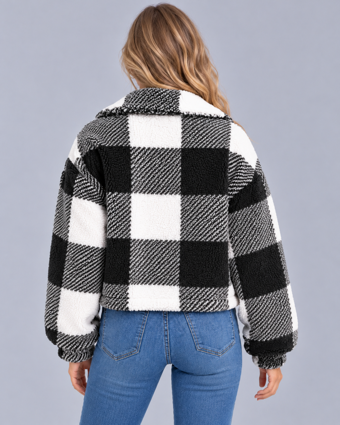 Women's Teddy Fleece Jacket – Subtle Check