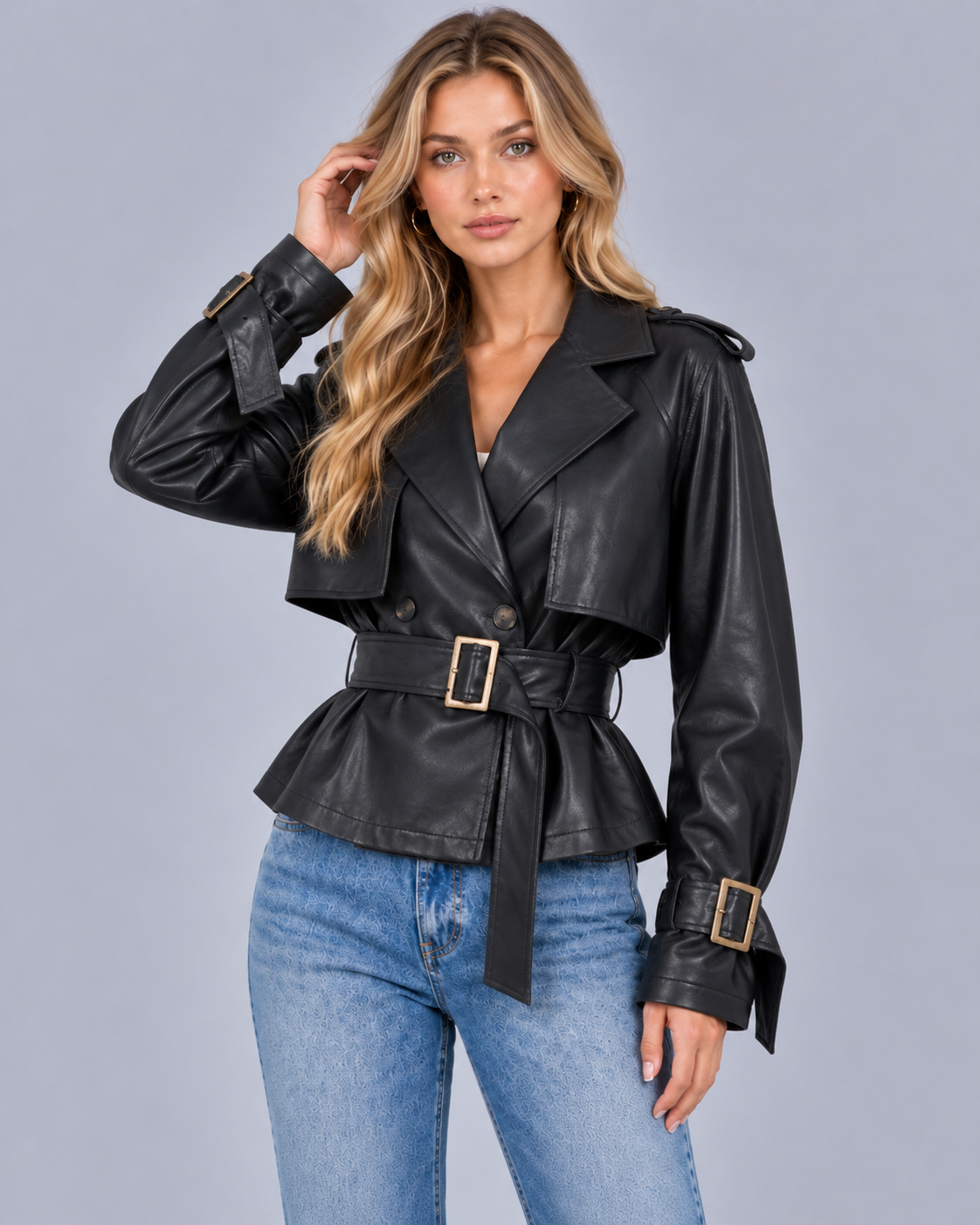 Women's Double Breasted Short Trench Coat – Cotton, Belted