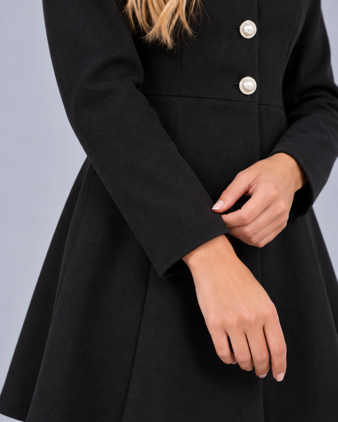 Women's Black Stand Collar Jacket – Button Front, Regular Fit