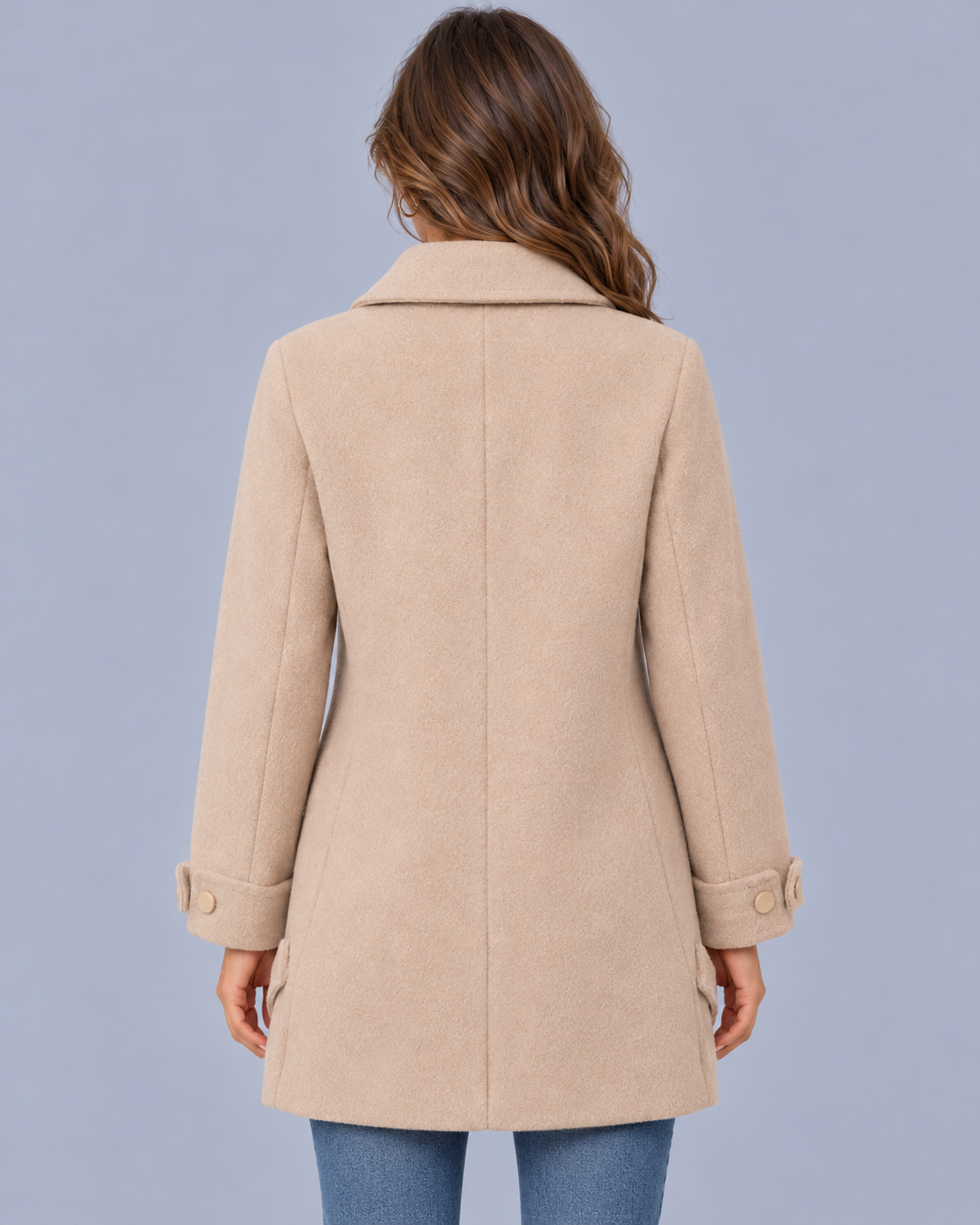 Women's Oversized Mid-Length Coat – Relaxed Fit, Cuff Detail