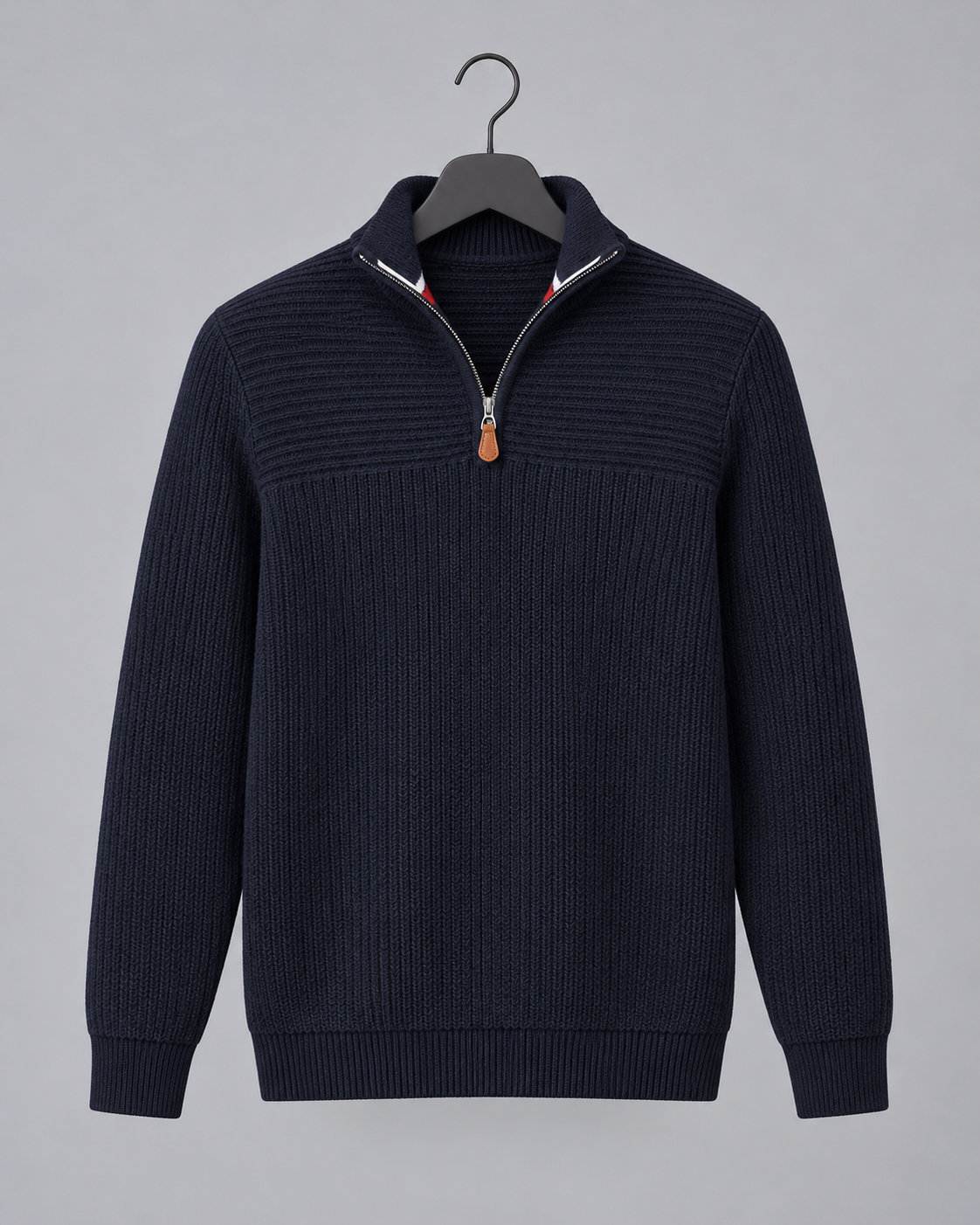 Men's Quarter-Zip Knitted Jumper | Relaxed Fit Viscose Sweater