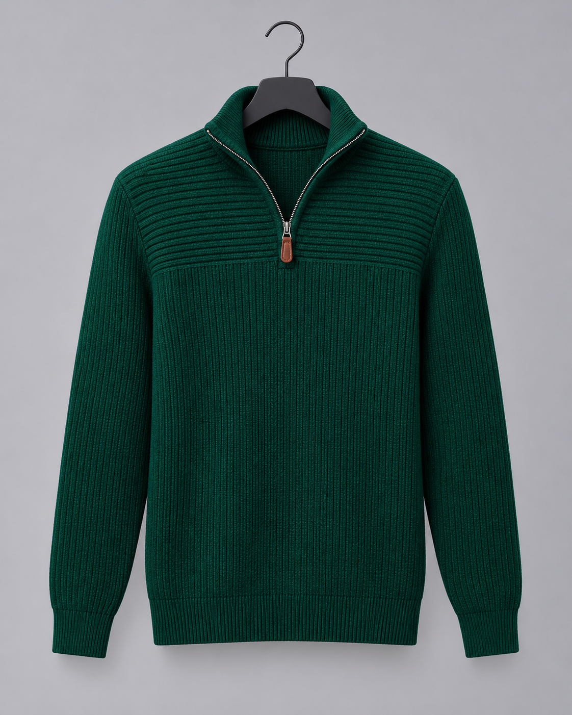 Men's Quarter-Zip Knitted Jumper | Relaxed Fit Viscose Sweater