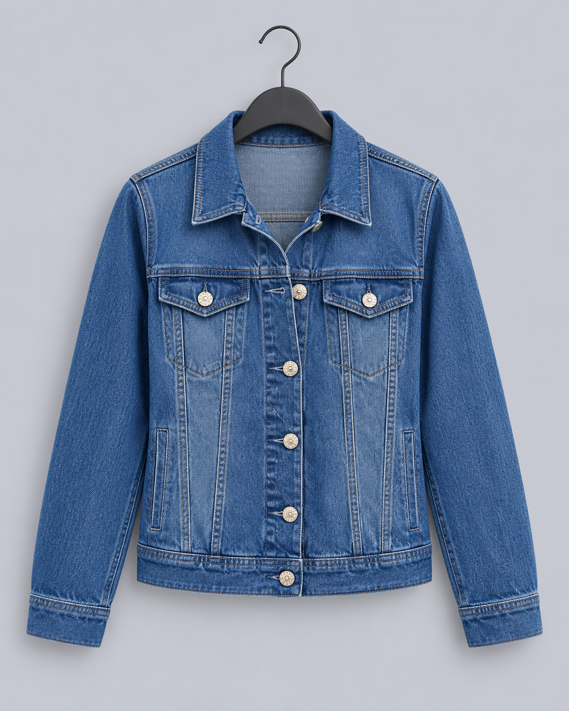 Women's Stretch Denim Jacket | Classic Western-Style Button Front Outerwear