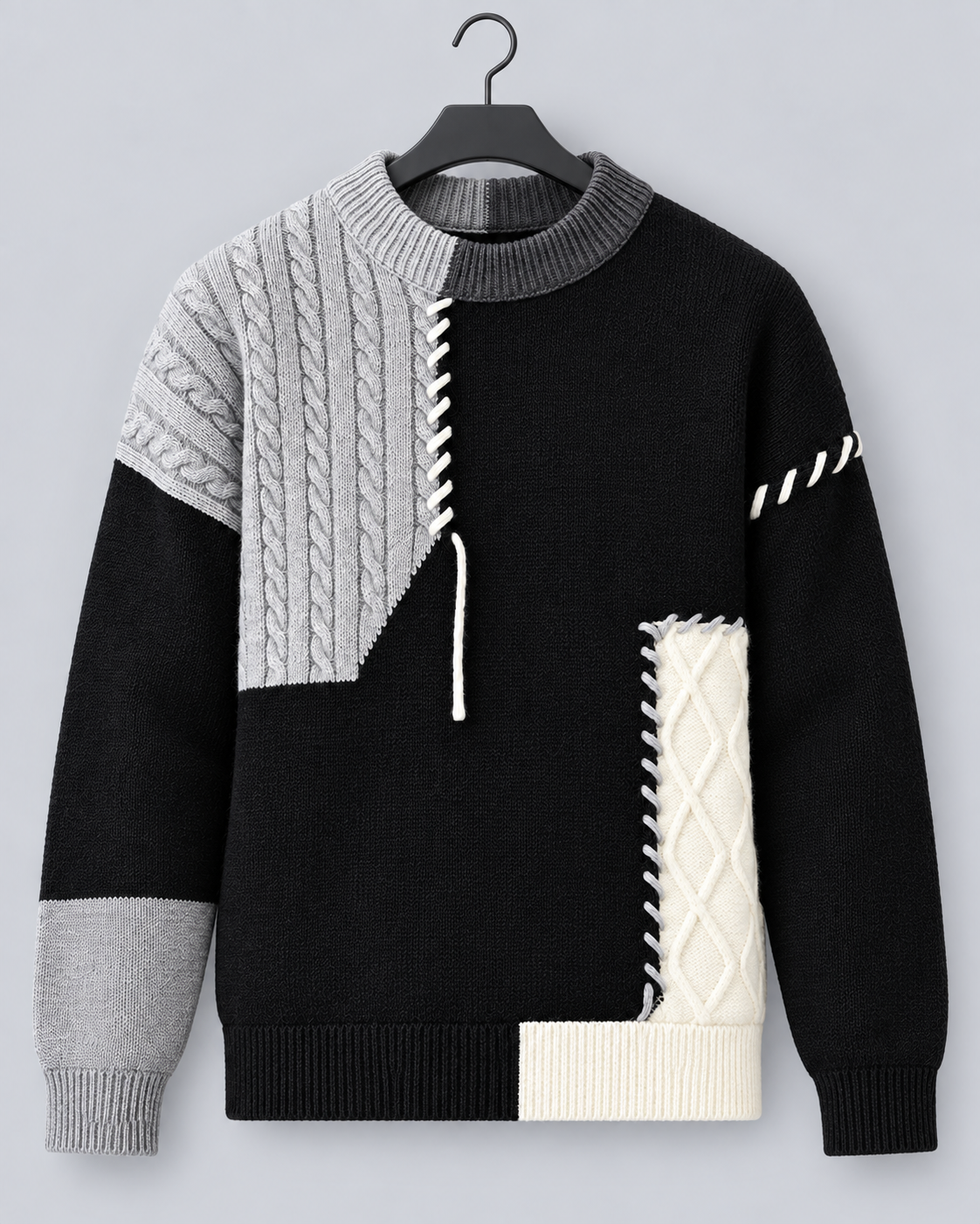 Men's Cable Knit Wool Crewneck Sweater | Soft Warm Jumper for Cool Days