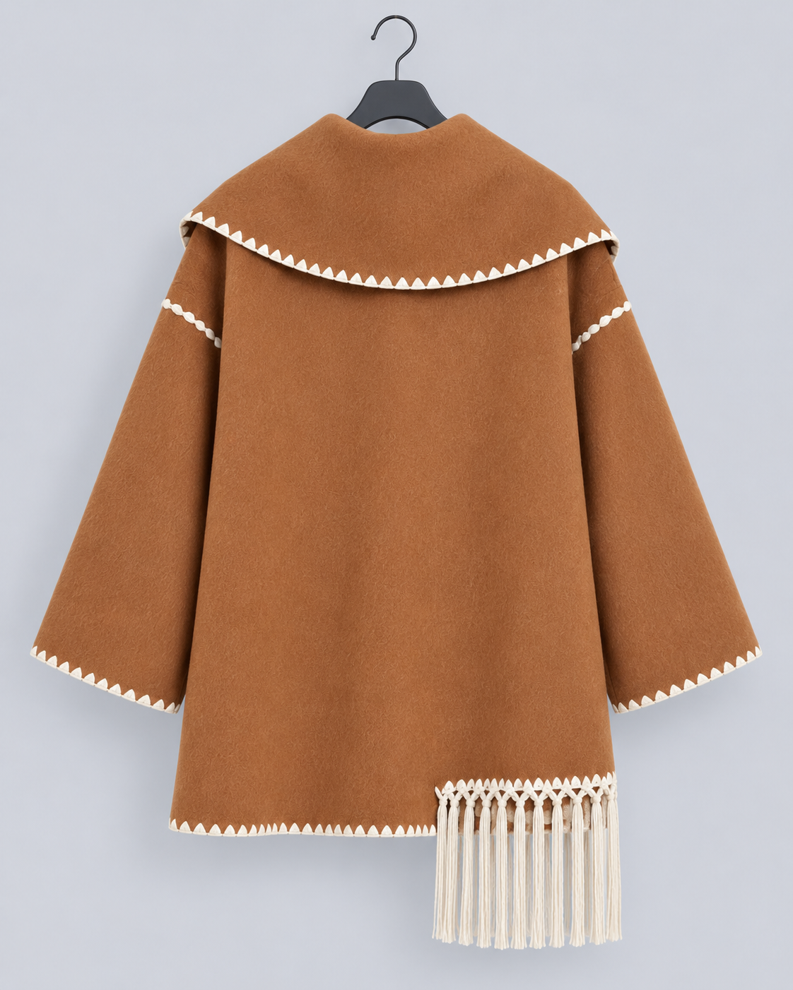 Women's Oversized Whipstitch Fringe Scarf Coat