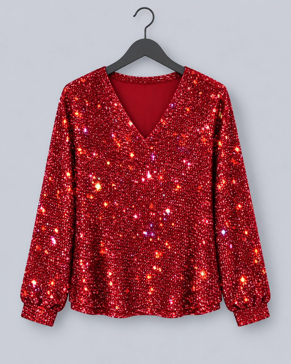 Women's Sequin Knit Sweater | V-Neck Long Sleeve Evening Pullover