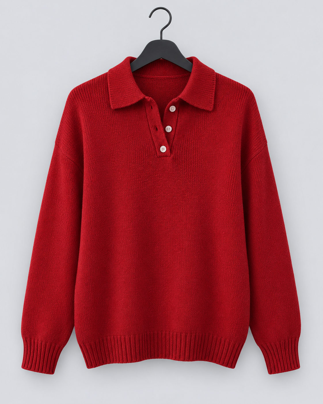 Women's Stretch-Knit Polo Sweater | Jumper with Ribbed Cuffs