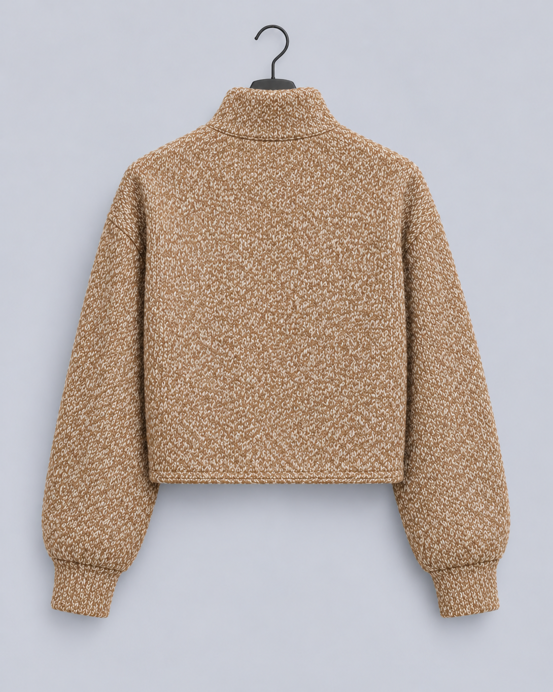 Women's Textured Knit Jacket | Tailored Coat with High Collar