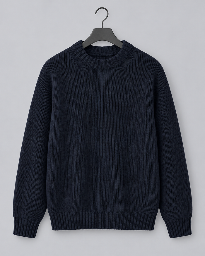 Men's Soft Knit Jumper | Cozy Round Neck Winter Sweater