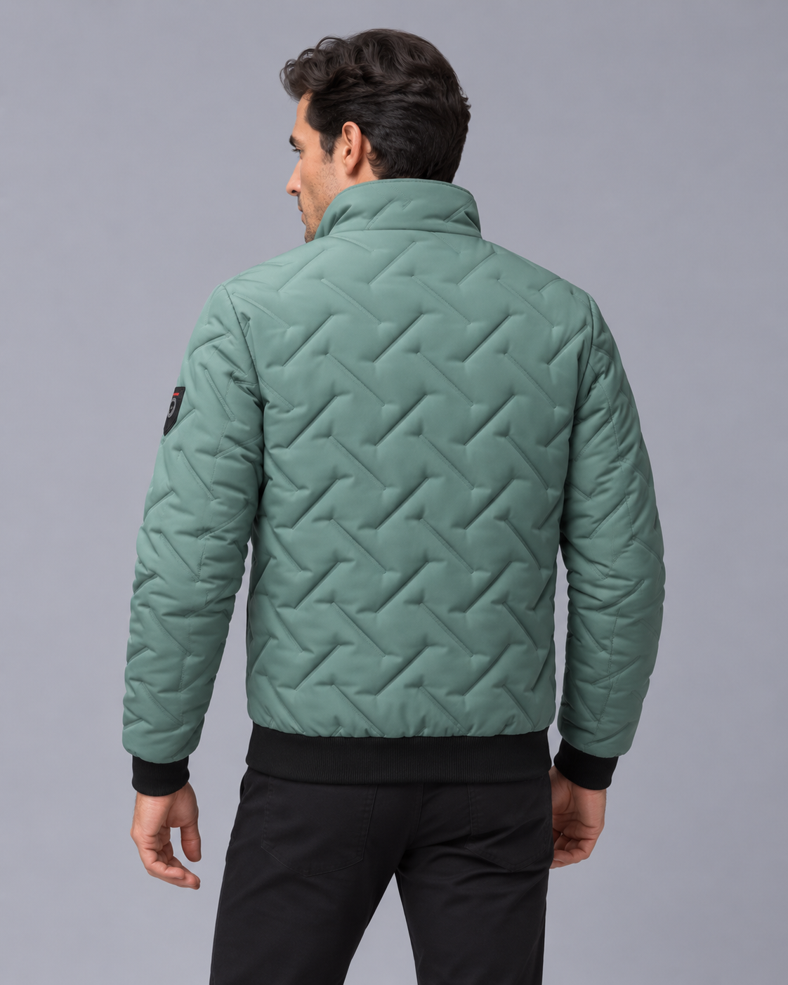 Men's Quilted Puffer Jacket – Lightweight Padded Jacket with High Collar, Ribbed Cuffs
