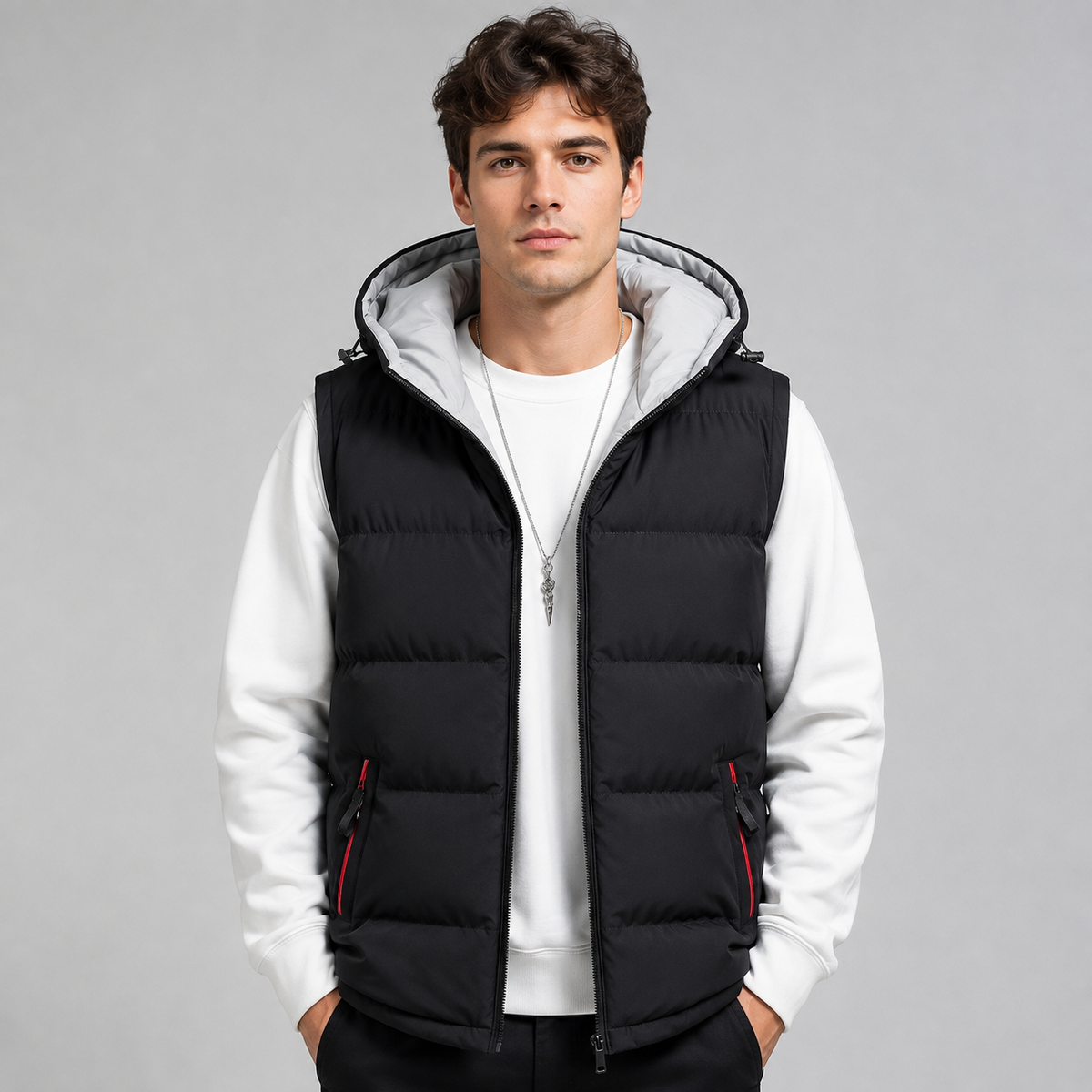 Men's Hooded Padded Gilet – Bodywarmer, Regular Fit