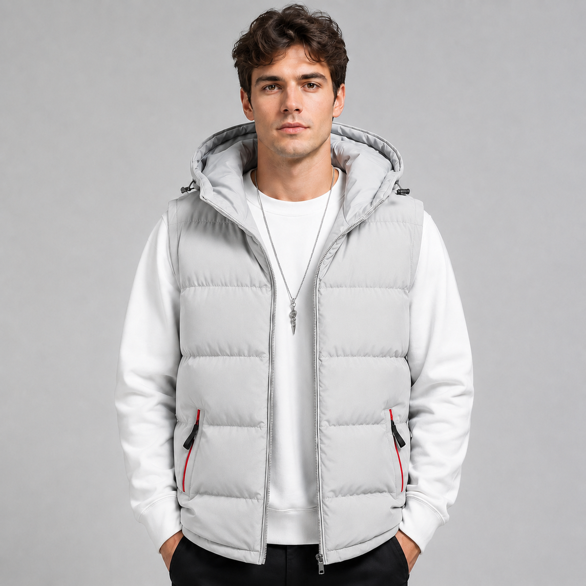 Men's Hooded Padded Gilet – Bodywarmer, Regular Fit