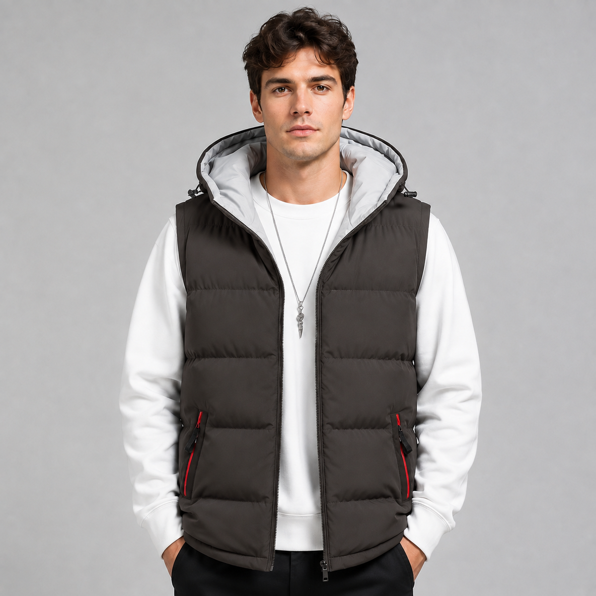 Men's Hooded Padded Gilet – Bodywarmer, Regular Fit