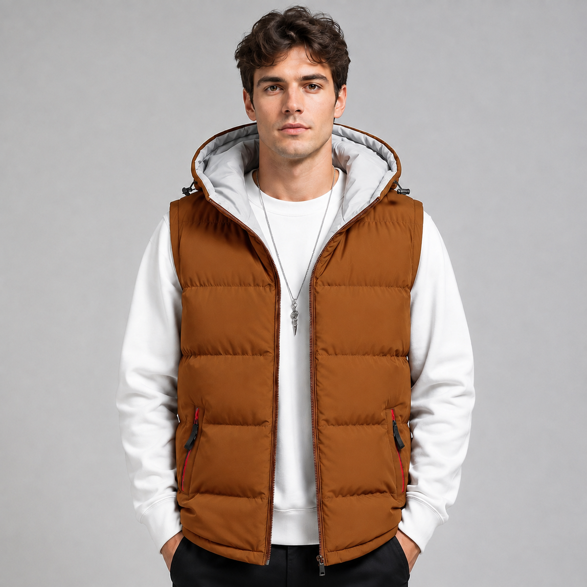 Men's Hooded Padded Gilet – Bodywarmer, Regular Fit