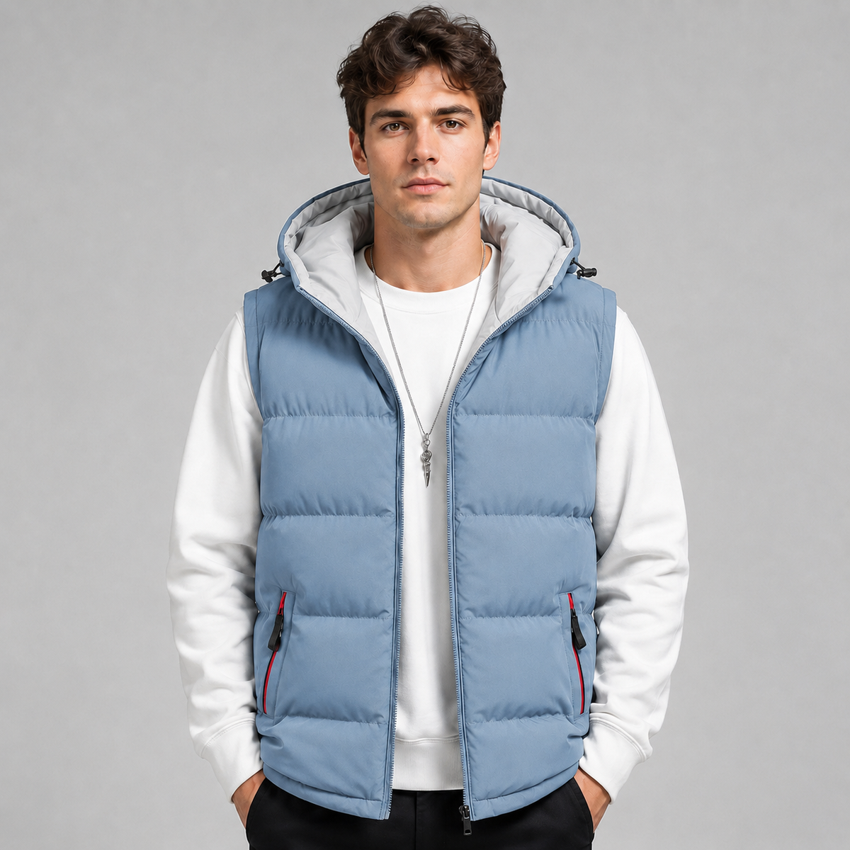 Men's Hooded Padded Gilet – Bodywarmer, Regular Fit