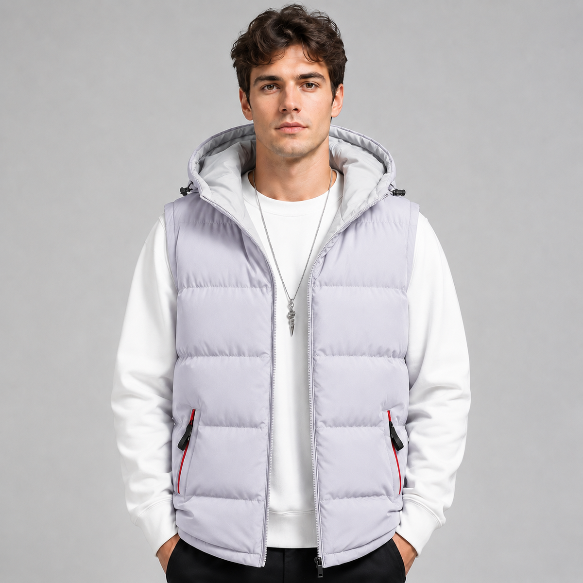 Men's Hooded Padded Gilet – Bodywarmer, Regular Fit