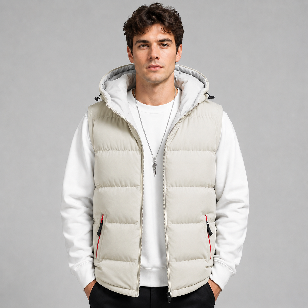 Men's Hooded Padded Gilet – Bodywarmer, Regular Fit