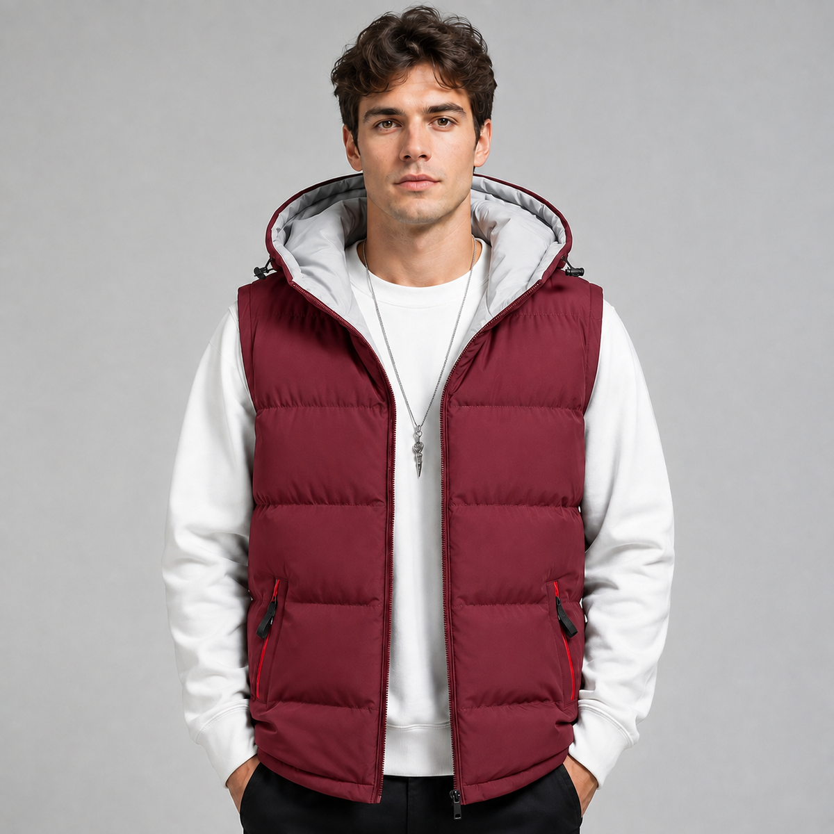 Men's Hooded Padded Gilet – Bodywarmer, Regular Fit