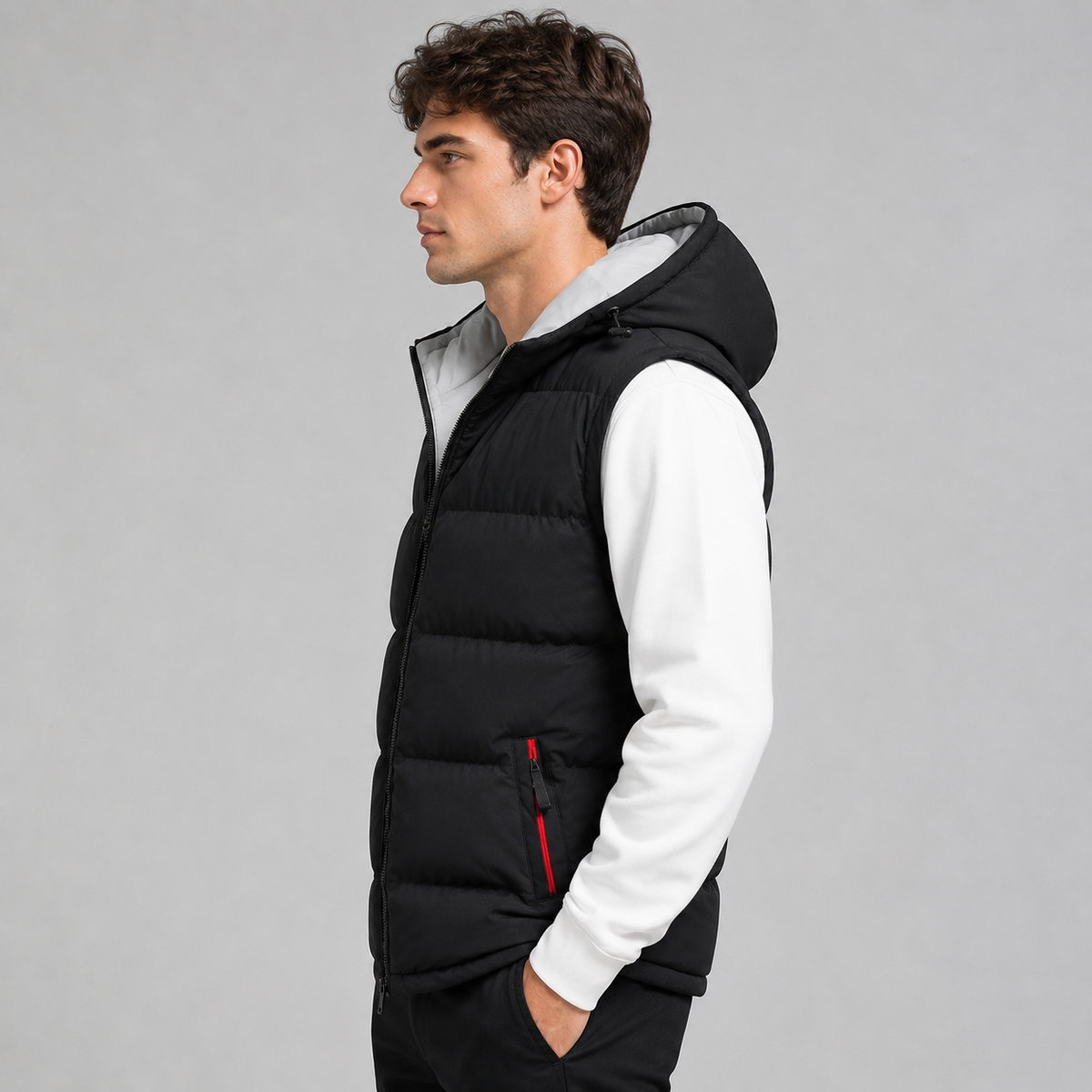 Men's Hooded Padded Gilet – Bodywarmer, Regular Fit