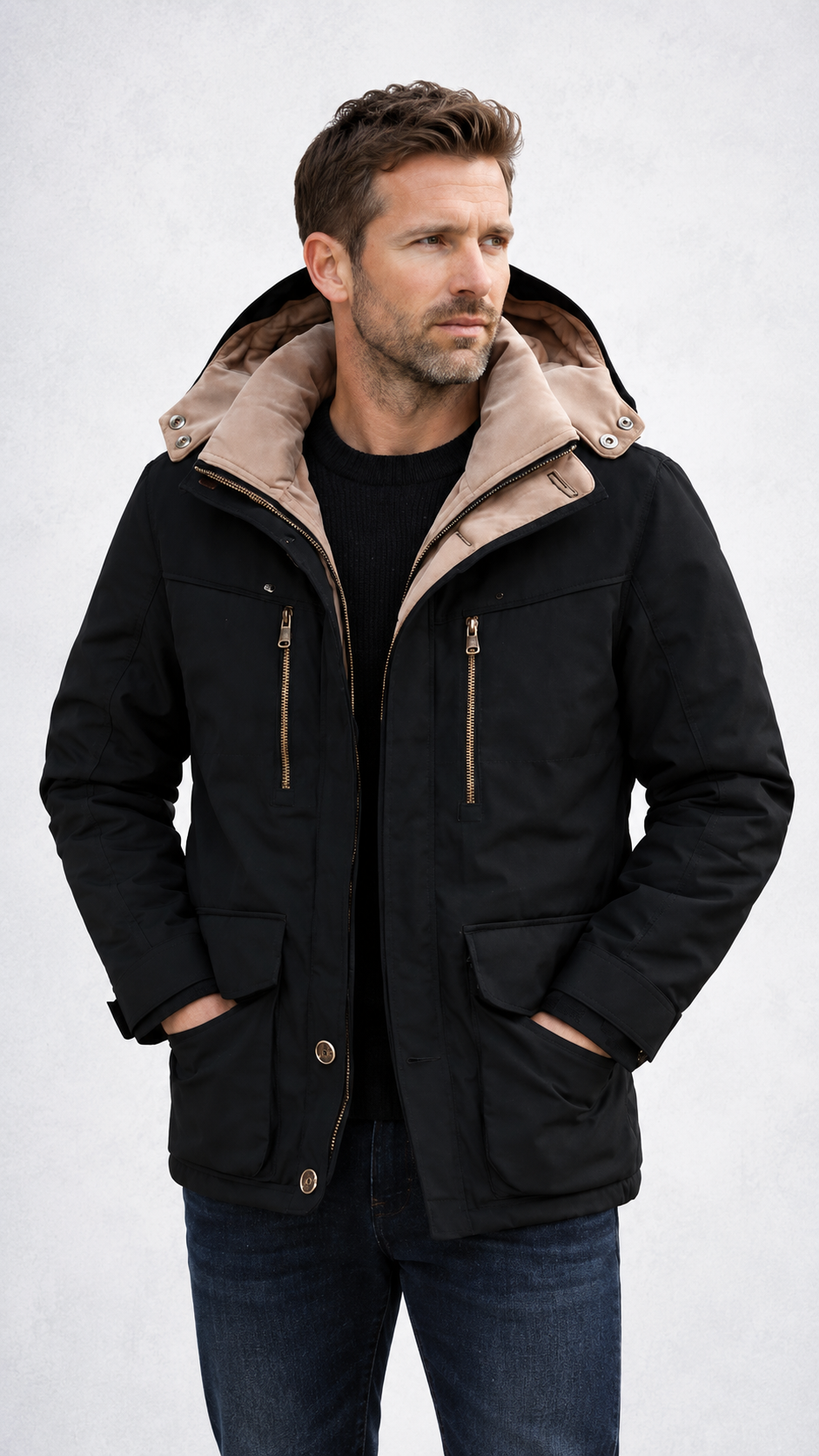 Men's Waterproof Winter Jacket – Hooded, Fleece Lined