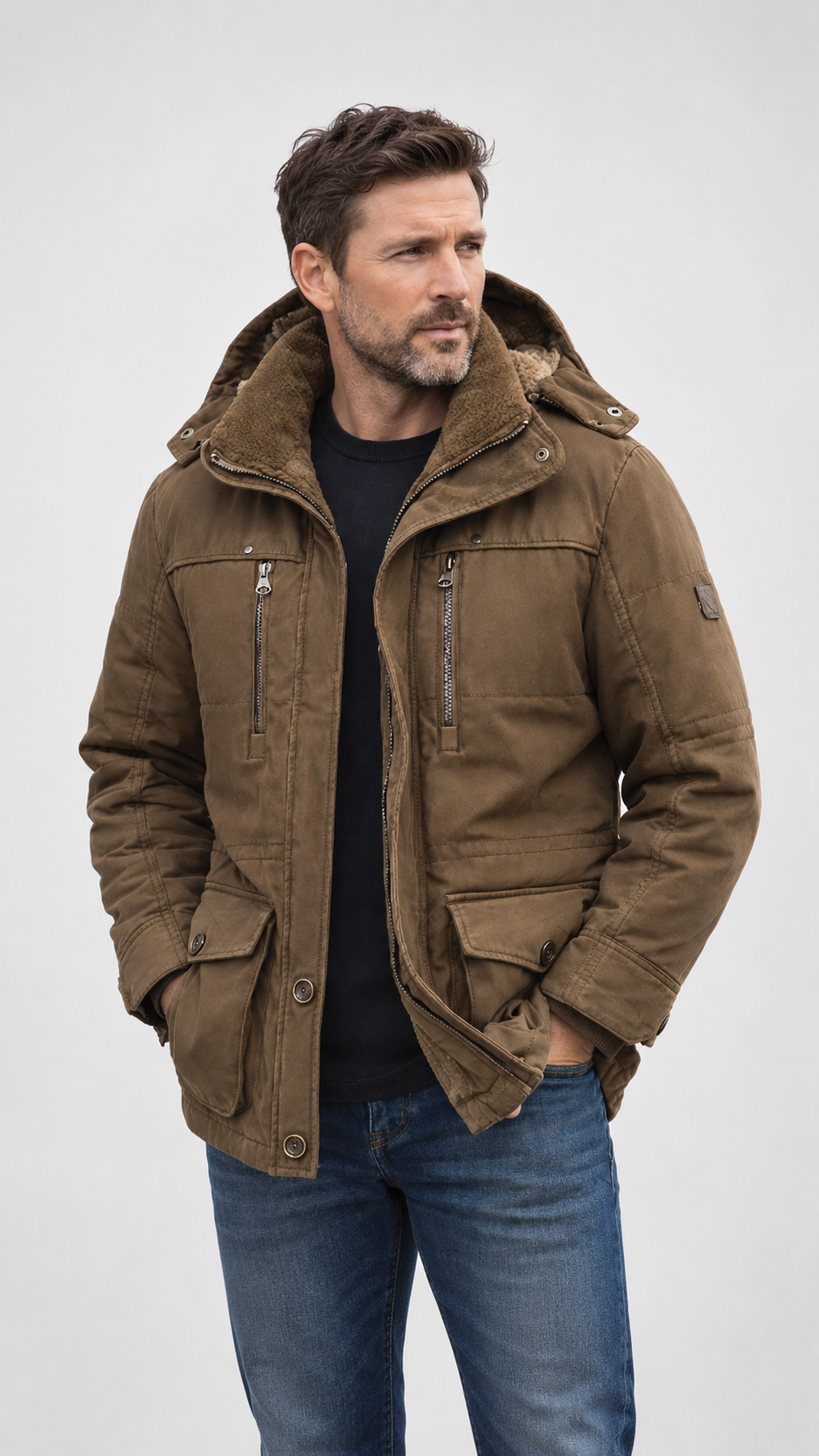 Men's Waterproof Winter Jacket – Hooded, Fleece Lined