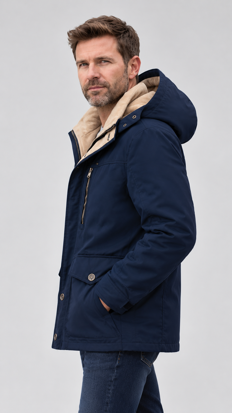 Men's Waterproof Winter Jacket – Hooded, Fleece Lined
