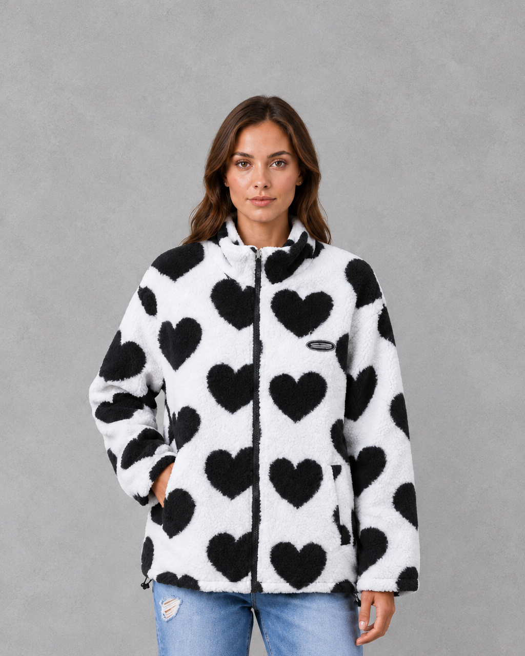 Women's Reversible Jacket – Heart Pattern, Lightweight