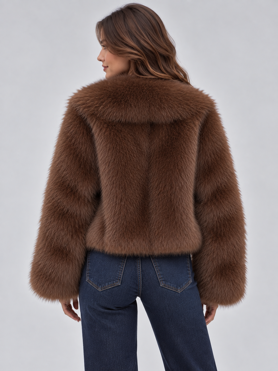 Women's Faux Fur Jacket – Loose Fit Winter Layer