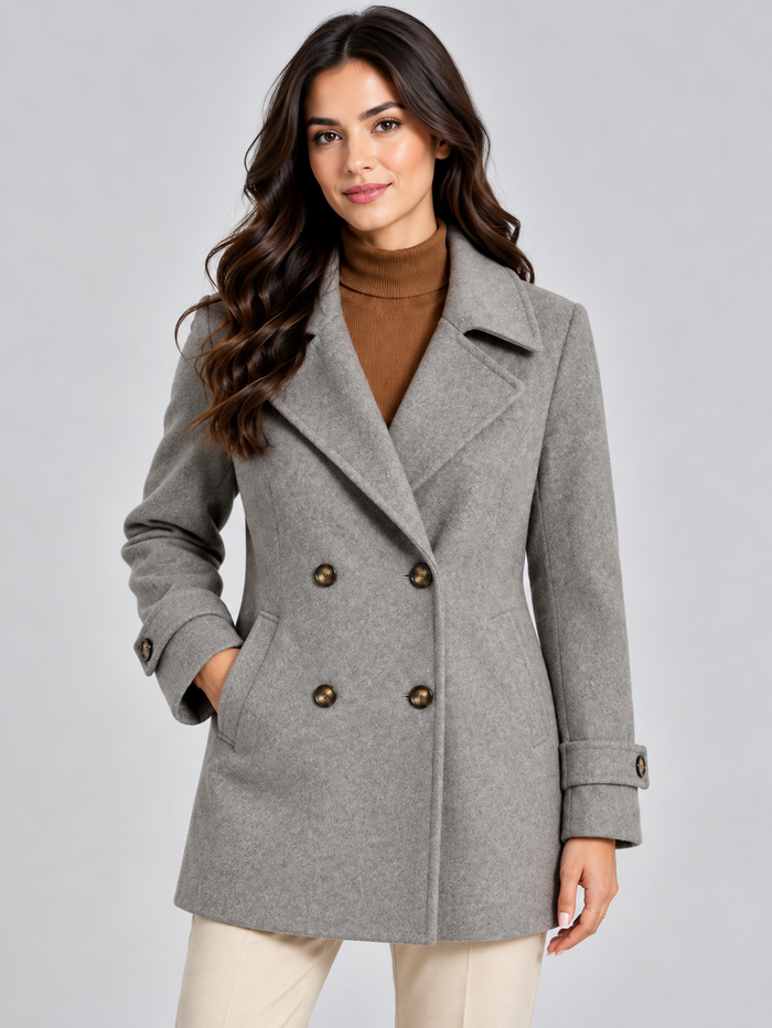 Women's Double Breasted Coat – Short Tailored Fit