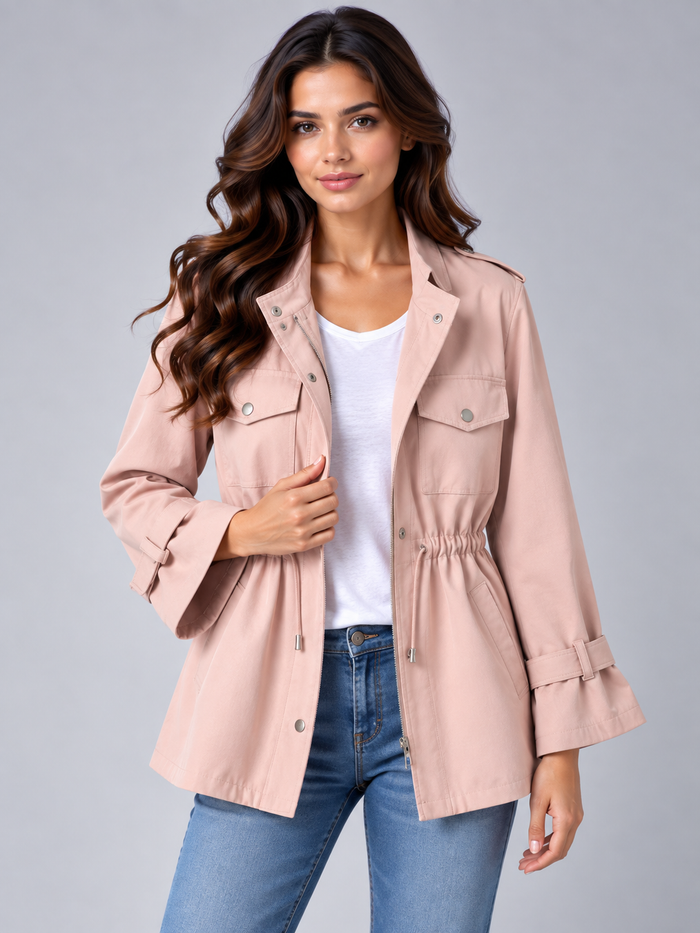 Women's Double Breasted Coat – Belted Longline, Wool Look