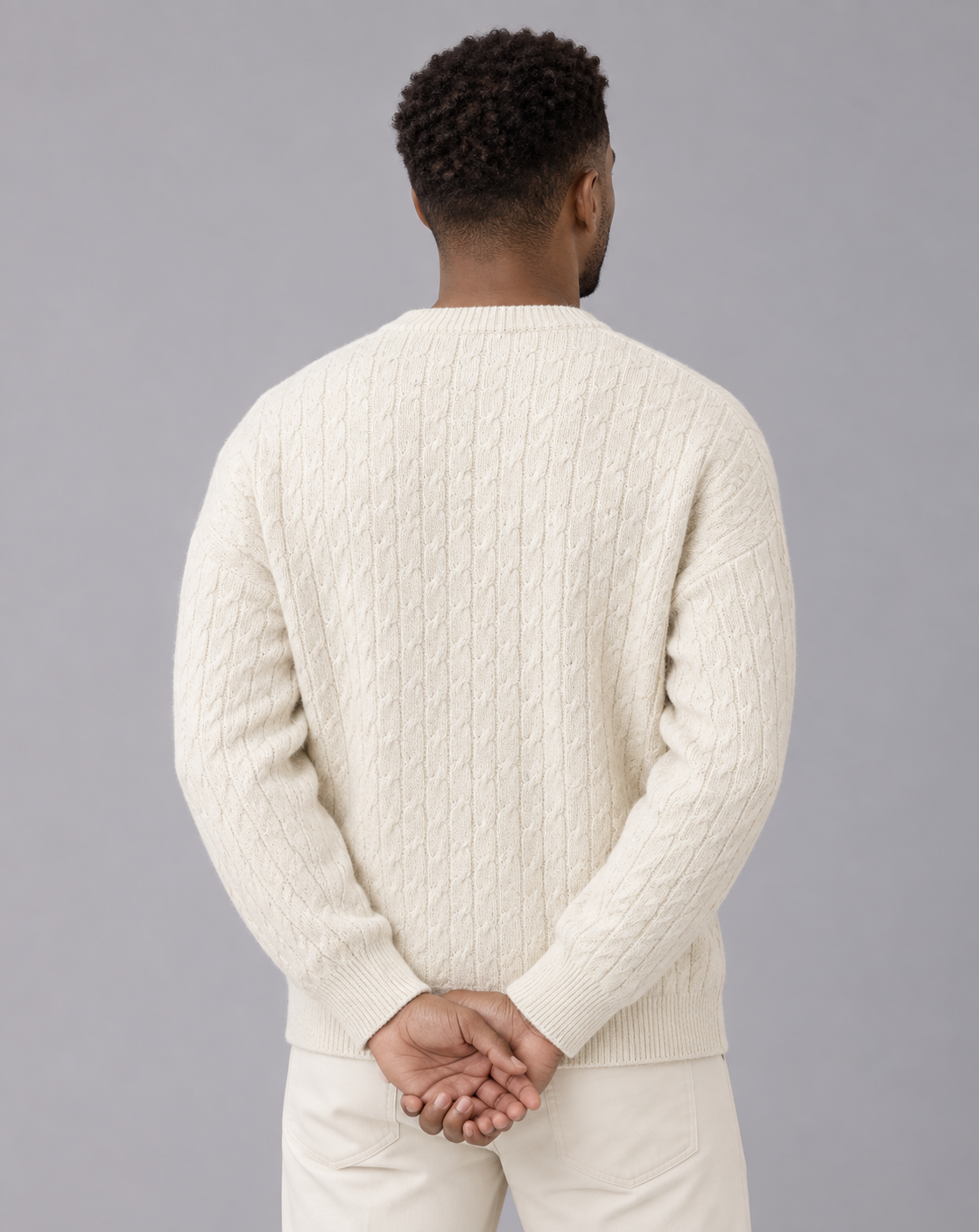 Men's Cable Knit Cardigan – Crew Neck, Six-Button Front, Ribbed Cuffs, Relaxed Fit