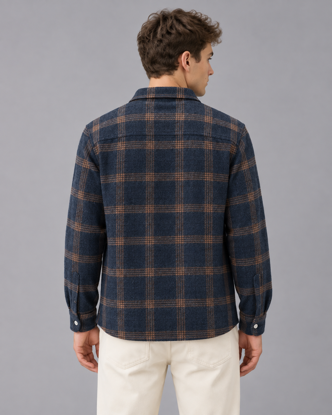 Men's Check Shirt – Long Sleeve, Button-Up, Chest Pocket, Relaxed Fit