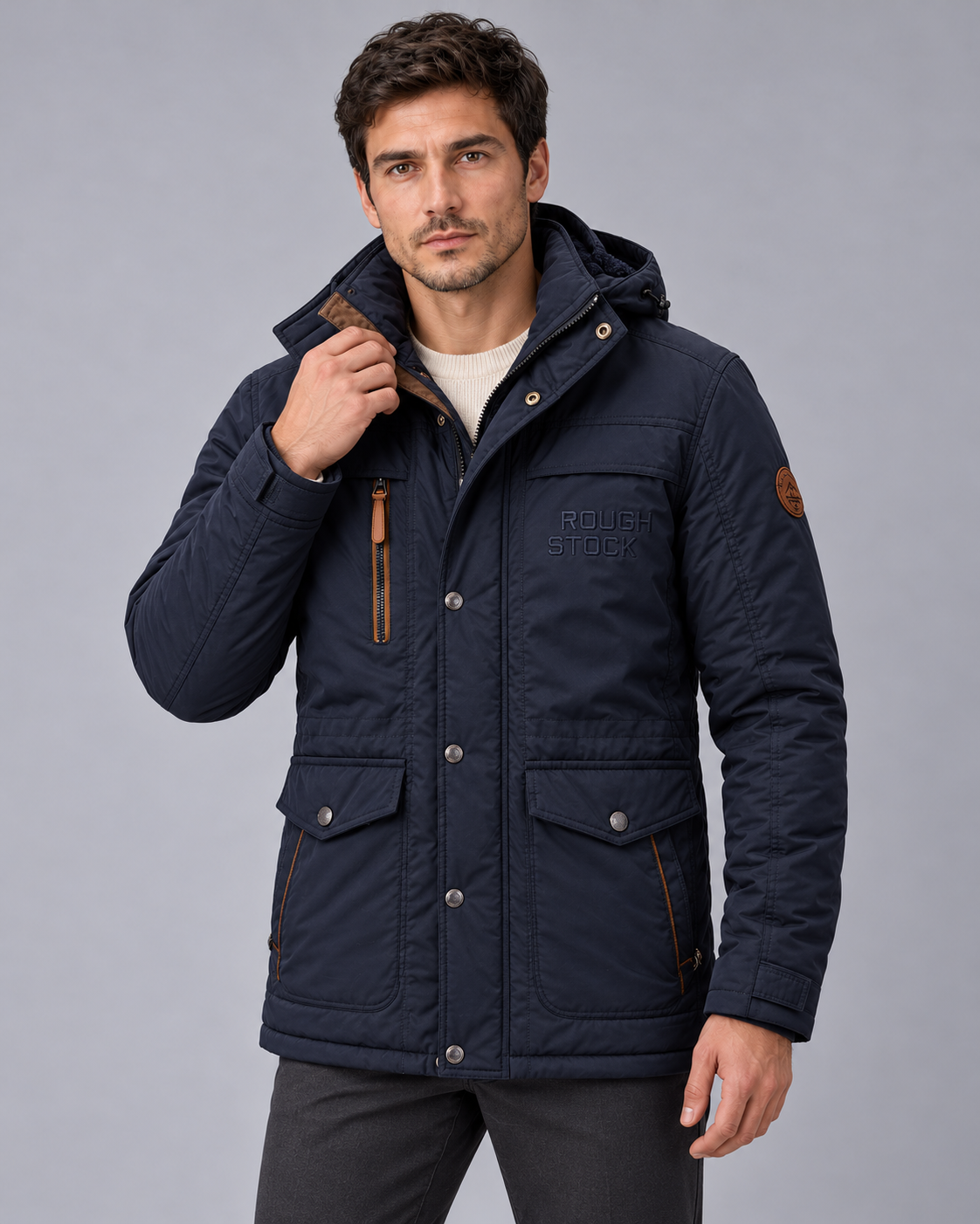 Men's Hooded Winter Parka with Pockets