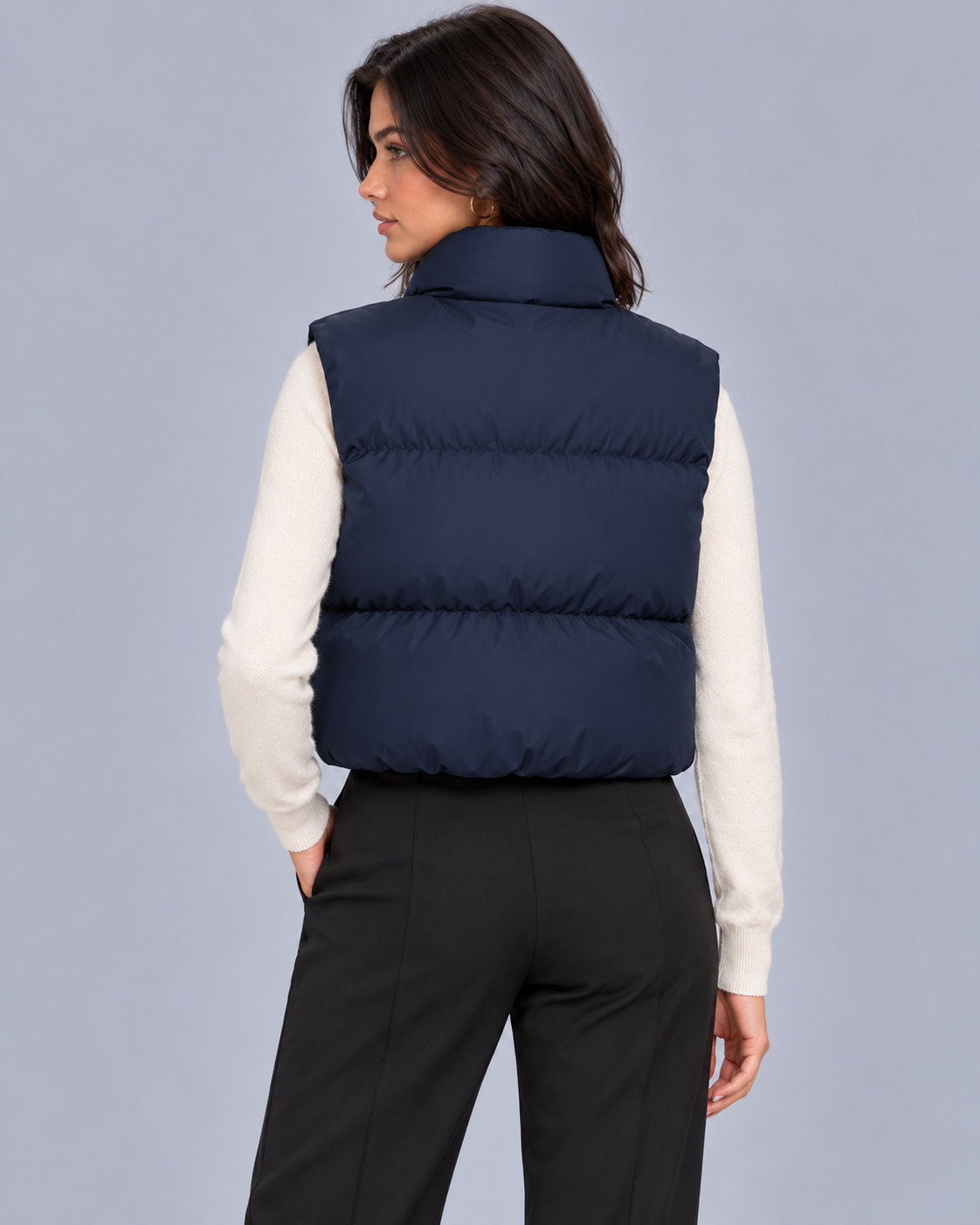Women's Cropped Puffer Gilet with Drawstring Hem