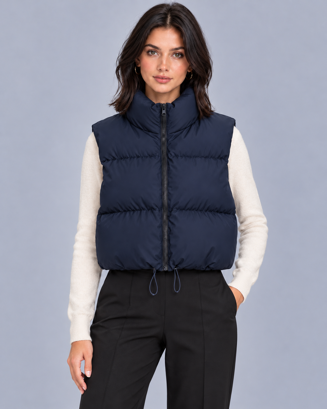 Women's Cropped Puffer Gilet with Drawstring Hem