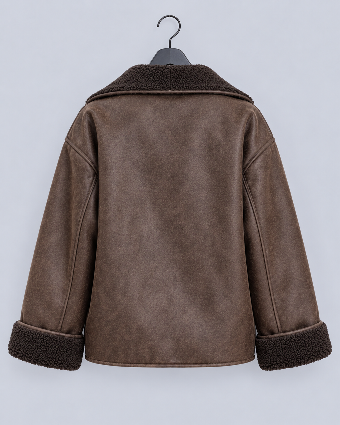 Women's Oversized Faux Shearling Jacket | Vintage Leather-Look Coat