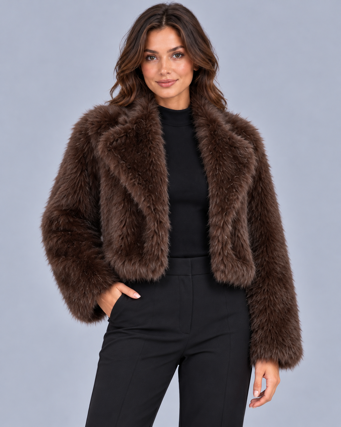 Women's Cropped Faux Fur Jacket
