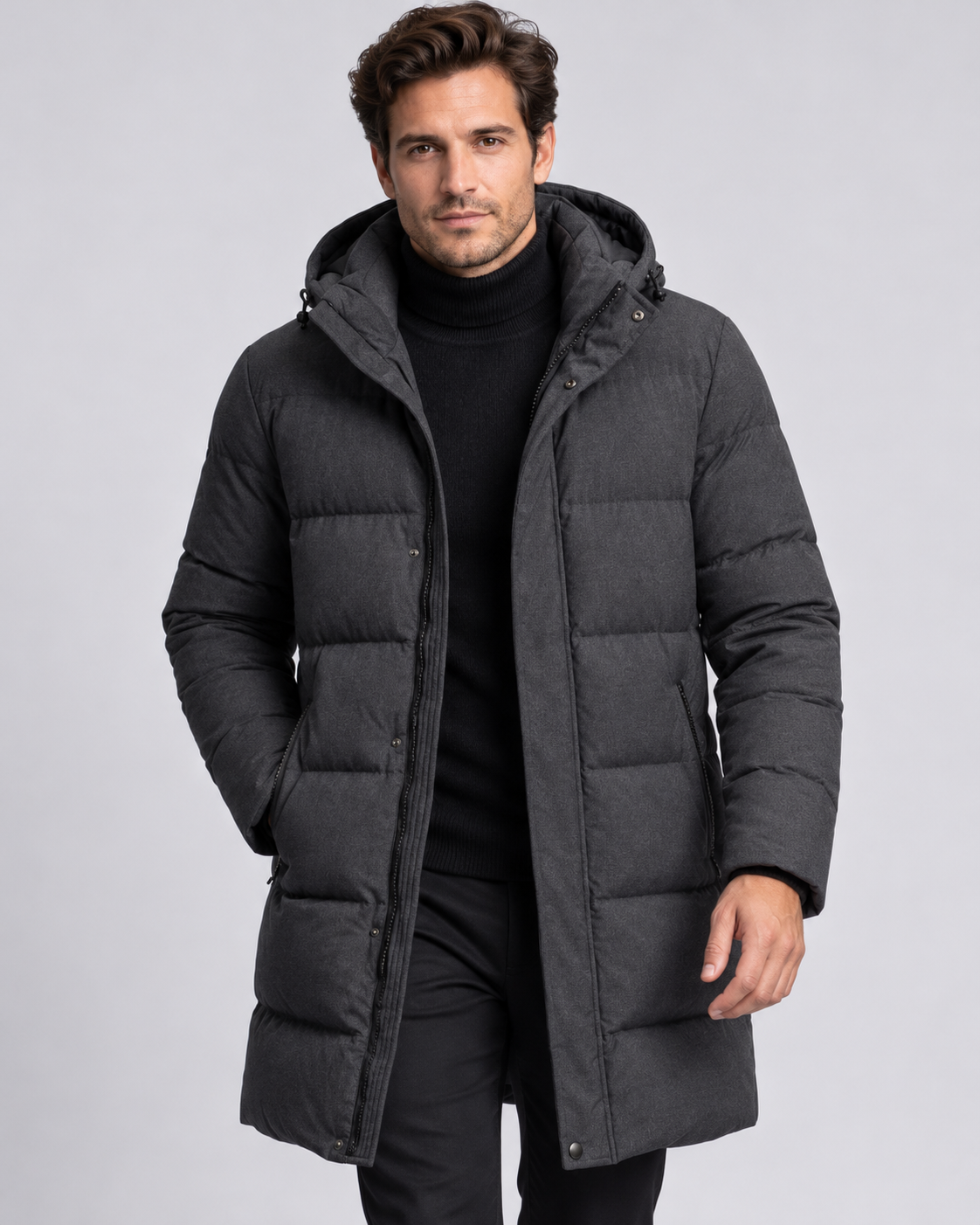 Men's Long Hooded Puffer Jacket