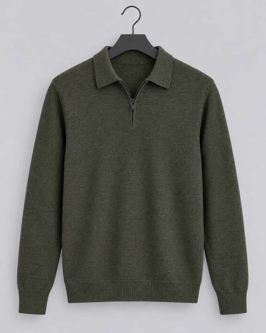 Men's Quarter-Zip Polo Jumper | Fine Knit Smart-Casual Sweater