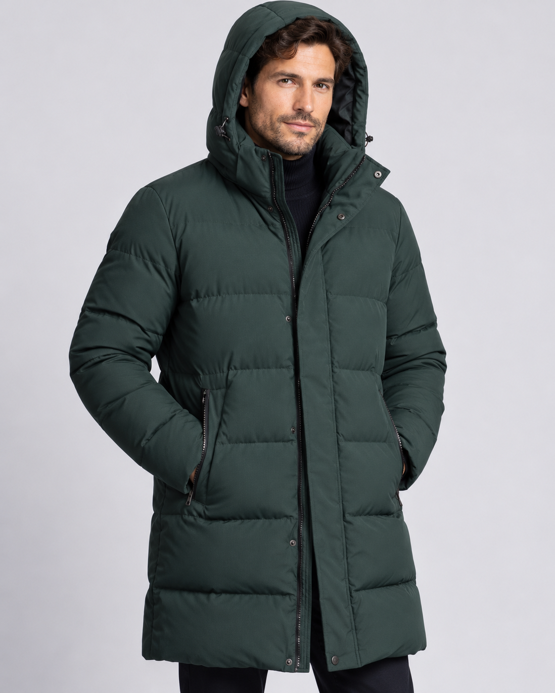 Men's Long Hooded Puffer Jacket