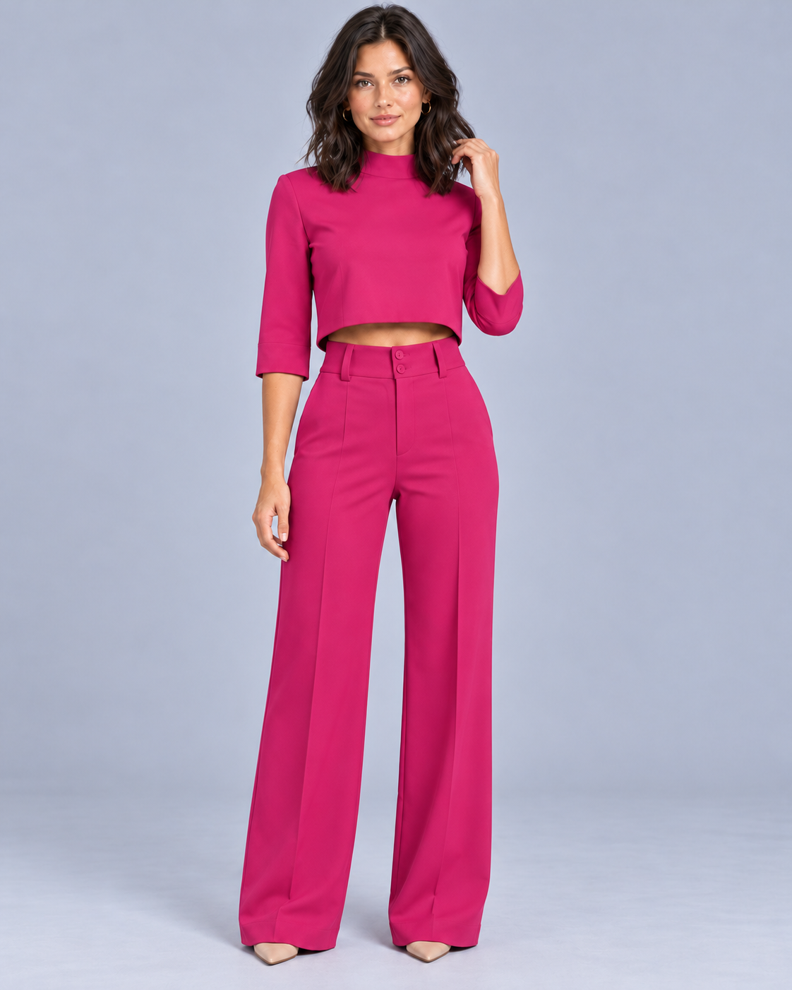 Women's Co-Ord Set with Wide Leg Trousers
