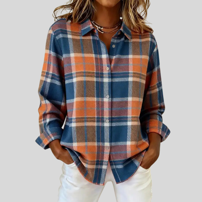 Women's Check Knit Cardigan – Open Front, Relaxed Fit
