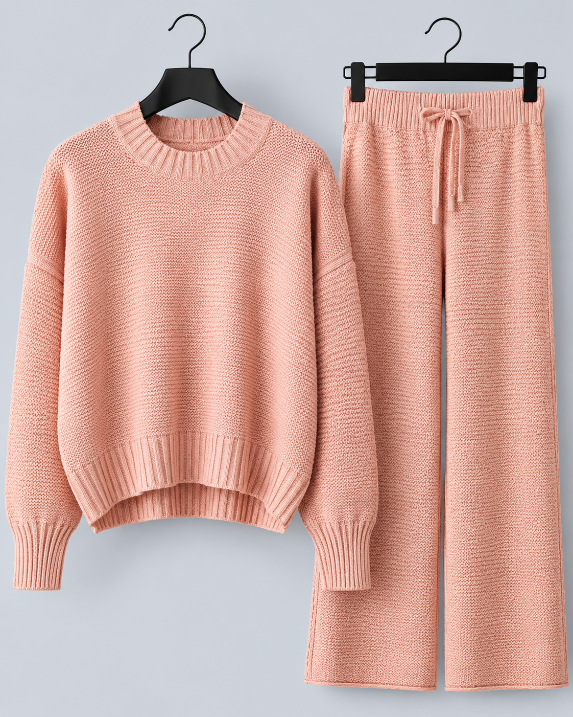 Women's Knitted Lounge Set with Wide-Leg Trousers