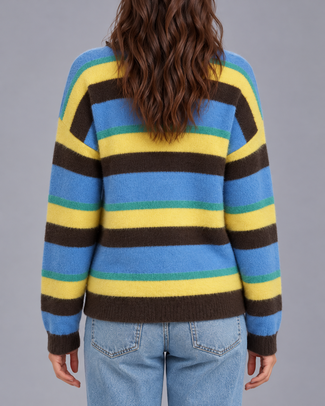 Women's Striped Knitted Crewneck Jumper | Sweater with Relaxed Fit