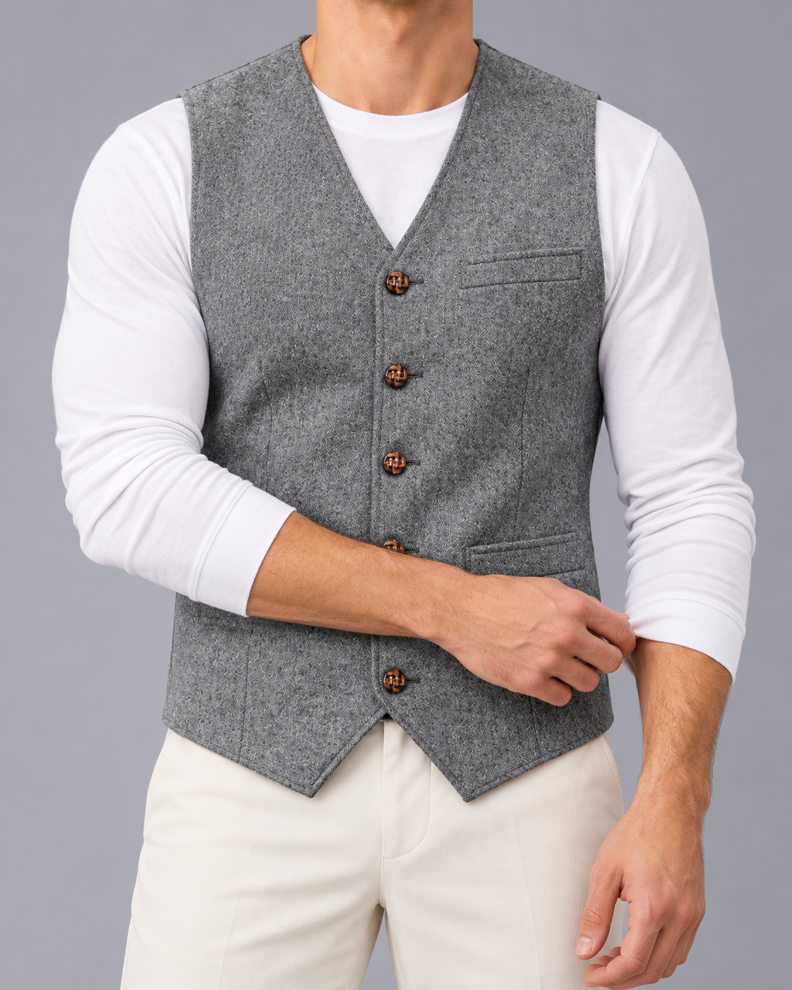 Men's Denim Gilet – Slim Fit, Button Front