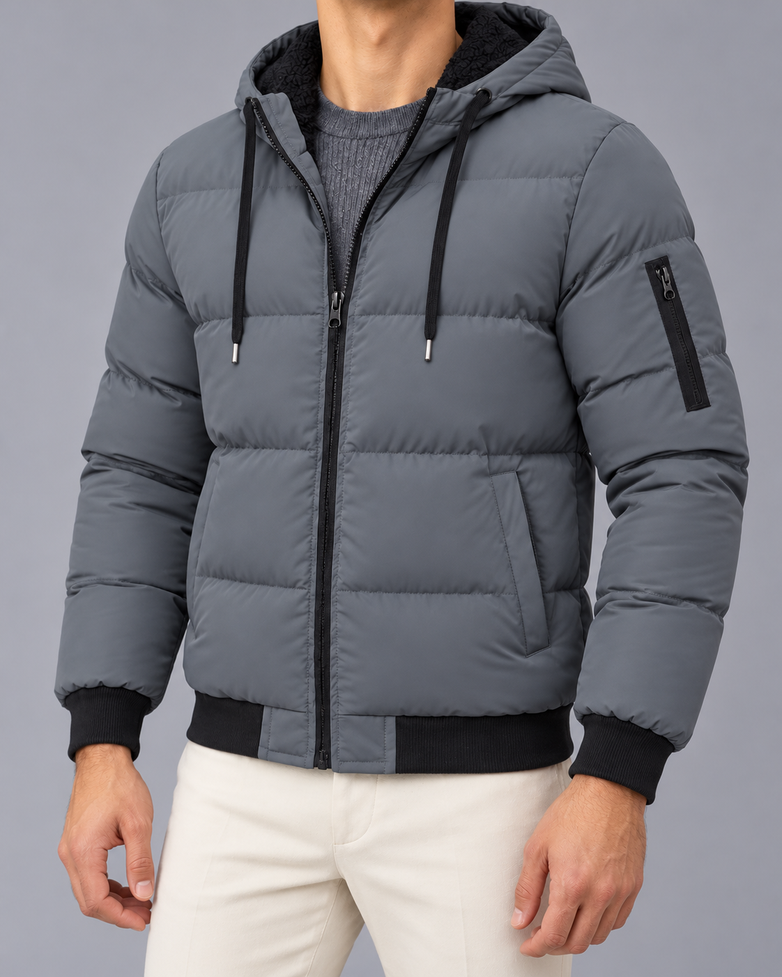 Men's Quilted Puffer Jacket | Padded Winter Coat with Hood