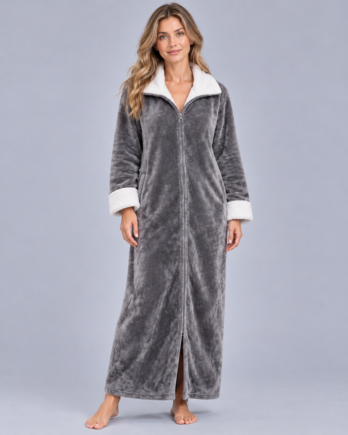Women's Fleece Zip Up Dressing Gown